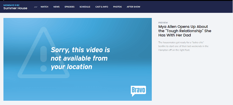Watch-Bravo TV-in-Ireland-error-message