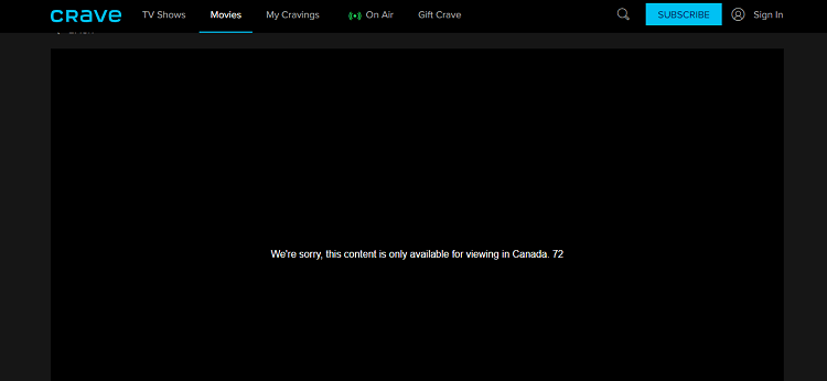 Watch-Crave TV-in-Ireland-error-message