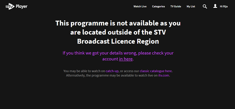 Watch-STV Player-in-Ireland-error-message